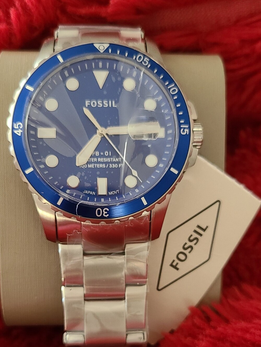 Fossil* Blue Stainless Steel Dive Watch. Mens Water Resistant - Picture 7 of 16